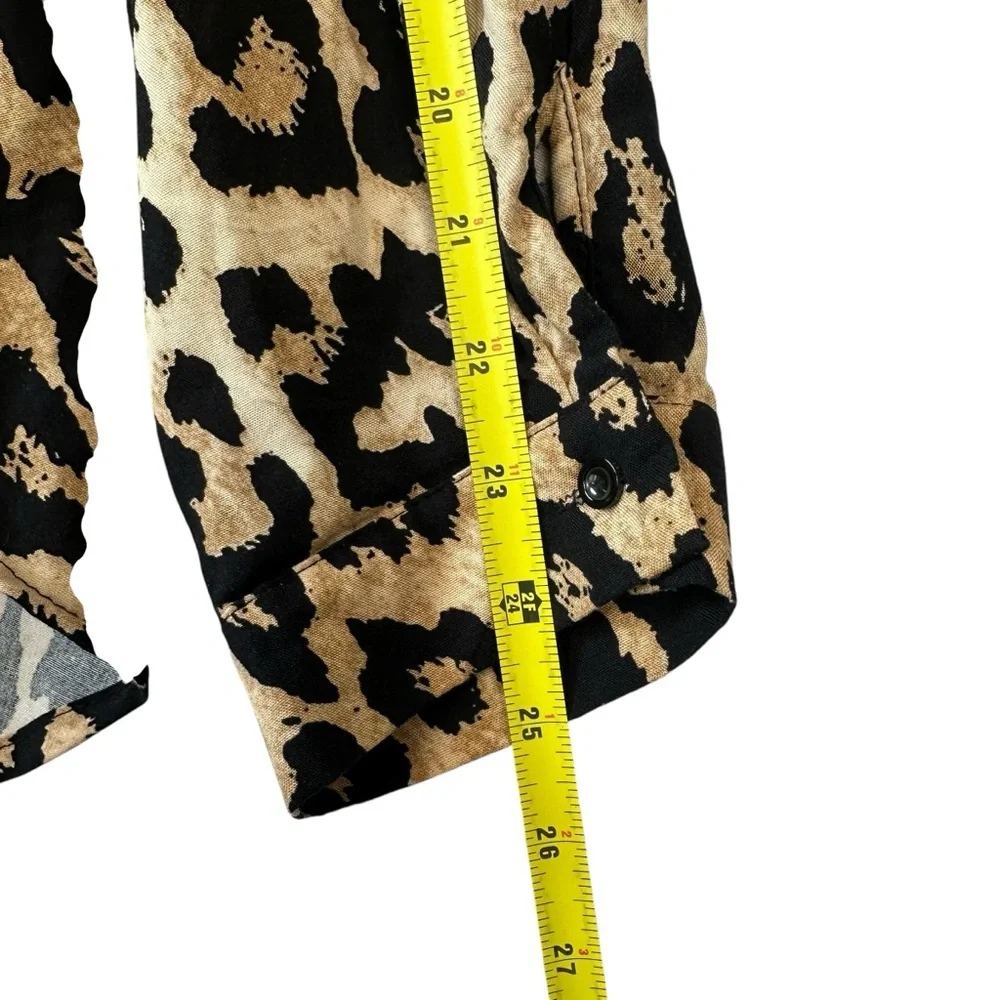 Big Dart Cheetah Print Long Sleeve Blouse Women’s XL black brown UK 20 - Picture 6 of 7